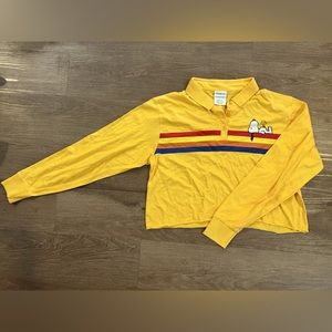 70s style Yellow, cropped blouse with Peanuts